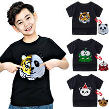 Детская футболка с рисунком панды, тигра, динозавра, блесток, футболки для мальчиков, Детская футболка летние топы с рисунком, футболки для малышей, одежда 2024 - купить недорого