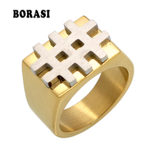 Новые мужские кольца BORASI, кольцо из нержавеющей стали, 12 мм, в ширину, золотистого, серебристого цвета, в сетку, стильные мужские и женские ювелирные изделия, оптовая продажа 2024 - купить недорого