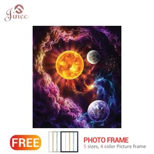 Pintura con diamantes 5D para decoración del hogar, bordado con diamantes de imitación cuadrados, paisaje del universo estrellado, mosaico de sol, luna, tierra, Mural 2024 - compra barato