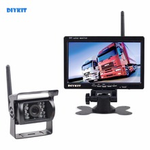 DIYKIT-Monitor de vista trasera HD de 7 pulgadas para coche, cámara de visión nocturna IR de respaldo, aparcamiento inalámbrico para coche, autobús, camión, caravana, remolque, RV 2024 - compra barato
