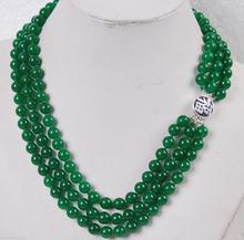 brinco wedding wholesale good 3Rows 8mm Green gem s Jewelry Necklace   ClaspAA women  -jewelry 2024 - buy cheap