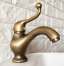 Antique Brass Single Handle Bathroom Basin Faucet Mixer Sink Taps Deck Mounted Cold and Hot Water Faucets Wnf394 2024 - buy cheap