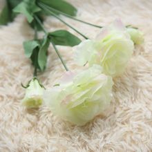 Europeo Artificial ramo de flores 3 cabezas falso Eustoma Gradiflorus Lisianthus Navidad boda Casa de fiesta decorativa 2024 - compra barato