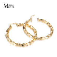 New Big Hoop Earrings For Women Gold Color Twisted Earrings Jewelry Party Christmas Gift 50mm ZK30 2024 - buy cheap