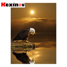Kexinzu pintura completa em 5d, faça você mesmo, quadrado, redondo, pintura de diamante, "sun eagle", 3d, bordado, ponto cruz, mosaico, presente de pintura 2024 - compre barato