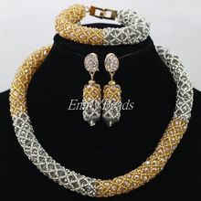 Gray Champagne Bridal Wedding Jewelry Set Best Dubai Gold Jewelry Set African Nigerian Costume Jewerly Set Free Shipping AIJ673 2024 - buy cheap