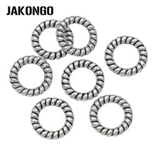 JAKONGO-Cuentas espaciadoras redondas chapadas en plata antigua para fabricación de joyas, accesorios de pulsera, artesanía artesanal de 11mm, 40 Uds. 2024 - compra barato