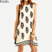 ZANZEA Plus Size Womens 2021  Floral Printed Sundress Sleeveless Retro Beach Mini Dress Summer Vestidos 2024 - buy cheap