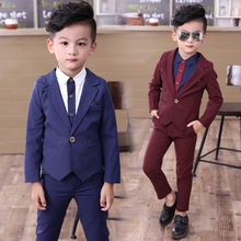 Костюмы для маленьких мальчиков, костюм для мальчиков, осень 2019 года, однобортные Детские блейзеры костюм для мальчиков официальная свадебная одежда хлопковая детская одежда 2024 - купить недорого