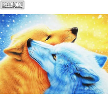 5D DIY Diamond embroidery Cross stitch Wolf couple Full Square/Round Diamond mosaic Diamond painting decoration  HYY 2024 - buy cheap