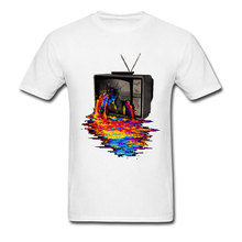 80s Men T Shirt Broken Computer TV Pixel Art Popular Short Sleeve T-Shirt 100% Cotton Crew Neck Adult Top Rainbow Tee Summer New 2024 - buy cheap
