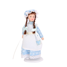 Muñecas de porcelana de pelo trenzado para niñas, casa de muñecas con soporte, miniatura, escala 1:12, regalo de Navidad, juguetes para niños 2024 - compra barato
