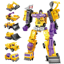 YUE XING New Arrive Big Transformation Toys 6 in 1 One Set Robot Kids 25cm Yellow Devastator DX9 Oversize KO Action Figure Toys 2024 - buy cheap