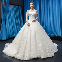 Robe De Mariage Custom Made Beading Strapless Neck Short Sleeve Lace Ball Gown Wedding Dress Vestido De Noiva Renda 2024 - buy cheap