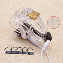 New Design Electric Shock Penis Rings,Male Chastity Device with Padlock,Cock Cage,Electro Shock Penis Plug Adult Sex Toy For Men 2024 - buy cheap