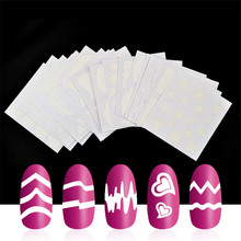 24 стиля наклейки для французского маникюра три в одном маникюрный Дизайн ногтей салон смайлик наклейки на ленту Руководство DIY трафаретное украшение 2024 - купить недорого