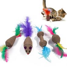1 шт. гофрированная бумага ложная мышь кошка игрушки Красочные перо забавные игрушки для кошек котенок 2024 - купить недорого