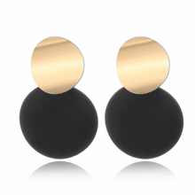 New Unique Black Stud Earrings Trendy Gold Color Round Metal Statement Earrings for Women Double Layers Earrings Fashion Jewelry 2024 - buy cheap