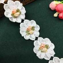 10x fita de renda floral branca 3d flores enfeite de renda tecido francês aplique bordado costura artesanato vestido de casamento roupas 2024 - compre barato