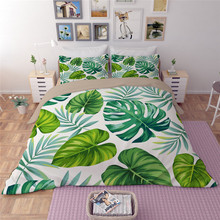 Leaf Duvet Cover Sets Bedding Sets Romantic Island Hawaiian Banana Trees Watercolor Image Decor adult kids bedroom 3/4pcs King 2024 - buy cheap