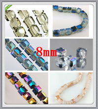 Cuentas espaciadoras sueltas de cristal cuadradas de 8mm, 70 unidades por lote, cuentas de cristal para fabricación de joyas, manualidades, collar de cuentas 2024 - compra barato