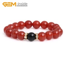 GEM-inside Natural10mm Red Agates Black Obsidian/Tiger Eye  Round Beaded Stretch Healing Reiki Fashion Bracelet 7 Inches 2024 - buy cheap