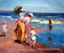 Pinturas à praia para pessoas, arte do filme edward potter, óleo sobre tela, artesanal, alta qualidade 2024 - compre barato