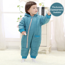 Winter Thick Cotton Baby Rompers Solid Color Hooded Keep Warm Cotton-Padded Boys Girls Jumpsuit Baby Clothes 2024 - buy cheap