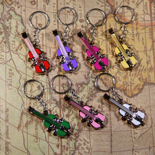 100pcs/lot Mixed Colors Violin Keychain Music Key Chain Play Keyring Musical Instruments Toy Key Ring 2024 - buy cheap