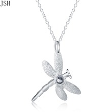 Hot sale silver for women cyrstal dragonfly pendant necklace jewelry silver jewelry fashion cute wedding party lover cute p011 2024 - buy cheap