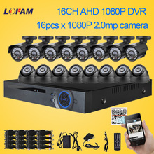 LOFAM-Sistema de videovigilancia de seguridad para interior y exterior, Kit de videovigilancia de 2MP, HD, 16 canales, 1080P, AHD, 3G, WIFI, DVR, 16 canales 2024 - compra barato