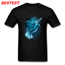 Camiseta con estampado de colibrí ciber para hombre, camisa Geek Chic azul, camisetas negras, ropa de tela de algodón de moda de verano 2024 - compra barato