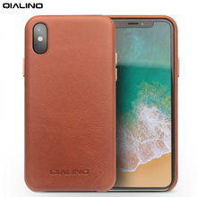 Capa de couro para iphone x qialino, capa estilo de negócios feita à mão ultrafina para iphone x 2024 - compre barato