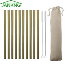 JANKNG-pajita de bambú reutilizable y ecológica para beber, utensilio de limpieza de acero inoxidable 304, 10 unids/set por juego 2024 - compra barato
