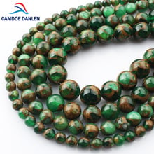 Natural Stone Round Green Multi-Color Cloisonne Beads 6 8 10 12mm DIY Charm Bracelet Necklace Beads For Jewelry Making Accessor 2024 - buy cheap