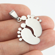 100% Stainless Steel Mirror Polished  Baby Foot Toe Necklace Bracelet Pendant  Blank DIY Print For Women Wholesale 50pcs 2024 - buy cheap