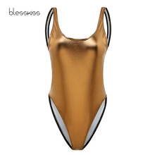 Bañador de una pieza con Tanga brillante para mujer, traje de baño Sexy brasileño a rayas, Bikini dorado 2021 2024 - compra barato