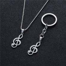 Delicate Personalized Stainless Steel Pendant with Music Notations New Fashion One piece keychain for women and man Accesories 2024 - buy cheap