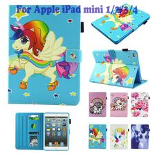 Fashion Unicorn Cat Dog Panda Pattern Stand Pu Leather Fundas Case For Apple iPad Mini 1/2/3/4  Mini 4 Tablet Cover Cases Coque 2024 - buy cheap