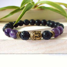 Men's Purple Quartz lava rock natural stone meditation  yoga bracelet mala beads Buddha bracelet, 2024 - buy cheap