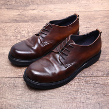 Zapatos de cuero de vaca estilo Vinate para hombre, calzado Formal hecho a mano, con tacón de altura, estilo oxford 2024 - compra barato