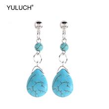 YULUCH Trendy Pompom Pom Pom Stud Earrings For Women Jewelry Summer Beach Blue beige Stone Long Statement Earrings Wedding Party 2024 - buy cheap