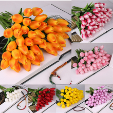 Искусственные тюльпаны 10 шт., искусственные цветы, яркие мини-тюльпаны, искусственные цветы для дома, свадебное оформление букета, недорогой цветок 2024 - купить недорого