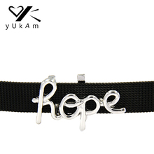 Yukam chaves prateadas, charmoso com encaixe para goleiro, de malha de aço inoxidável, pulseiras diy, acessórios de joalheria 2024 - compre barato