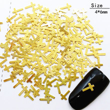 500Pcs/Lot 4*6mm Gold Silver Mini Cross Rivets Metal Alloy Nail Art Decorations 3D Nail Sticker for Manicure 2024 - buy cheap