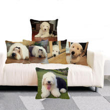 XUNYU Cute British Ancient Shepherd  Dog Throw Pillow Cover Square Cushion Covers Linen Pillow Case Home Decor Pillows Cases 2024 - buy cheap