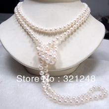 Fashion white Cultured Freshwater pearl 7-8mm charming round beads diy natural Necklace making 46 inch GE4508 2024 - buy cheap