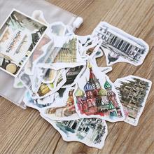 42pcs/lot Watercolor Hand drawn world Architecture paper Stickers Adhesive Stickers Scrapbooking DIY Decoration Diary Stickers 2024 - buy cheap