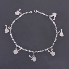 Fashion Customize 316L Stainless Steel Anklets Silver Color Guitar Pendant Women's Anklet Chains Bracelet Foot Jewelry 2024 - buy cheap