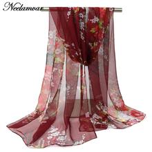 NEW Bohemia  women  SILK scarf georgette thin oblong  shawl  foulard colorful flower printing scarves  bufandas and   pareo 2024 - buy cheap